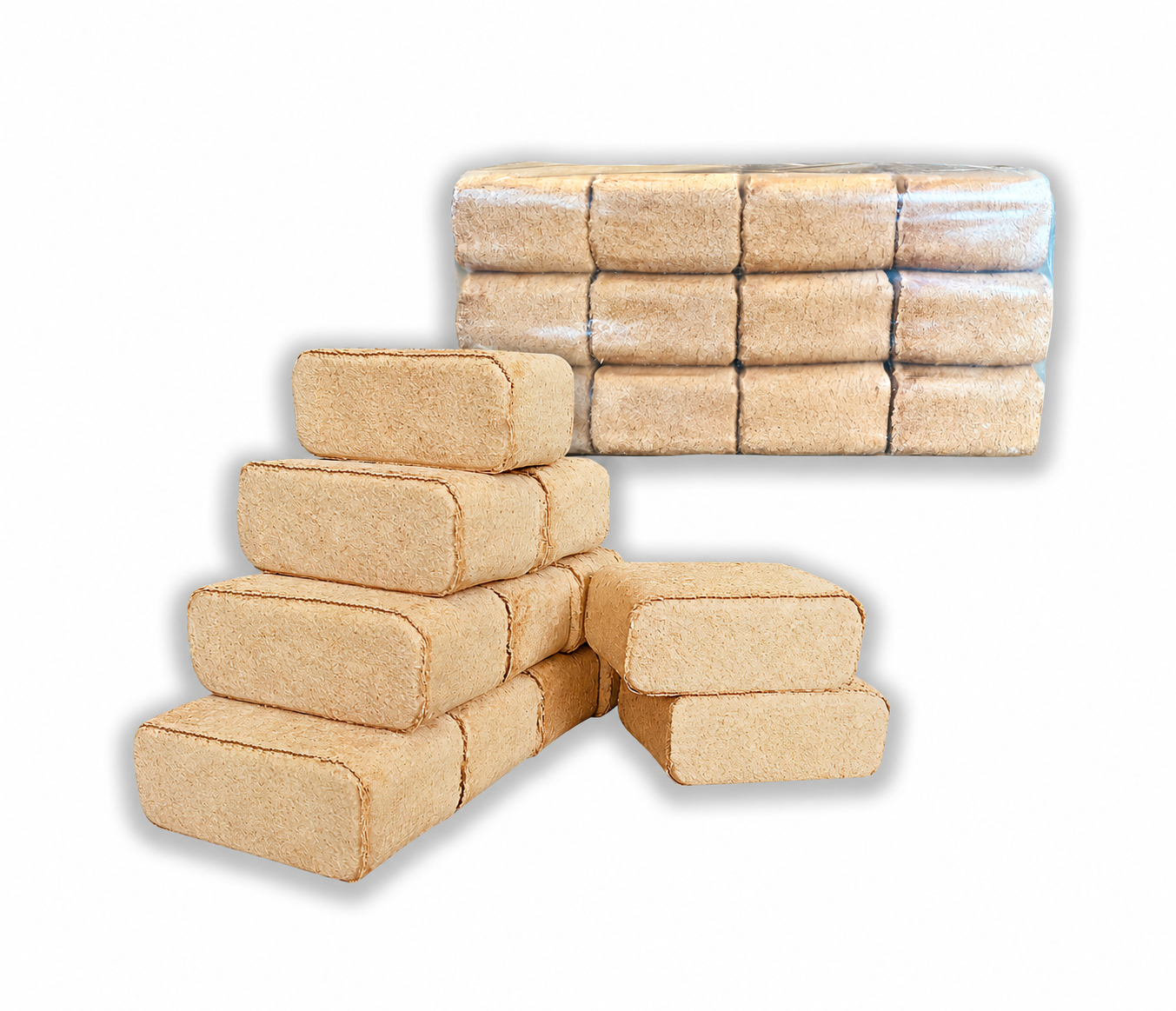 RUF Buchenbriketts, 10 kg – Illustration, digital bearbeitet